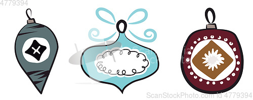 Image of Decorative Christmas ornaments vector or color illustration
