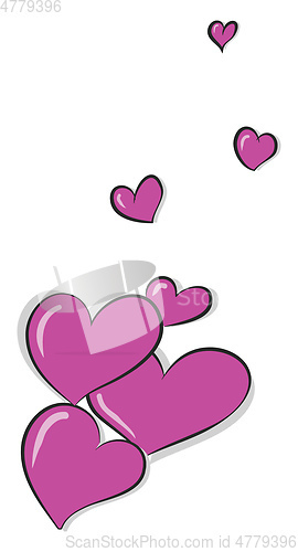 Image of Beautiful pink colored hearts vector or color illustration