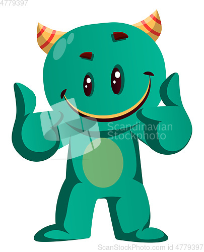 Image of Green monster giving two thumbs up vector illustration