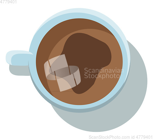 Image of Top view of a white mug filled with warm coffee drink vector col
