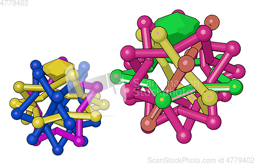 Image of Cartoon model diamond structure vector or color illustration