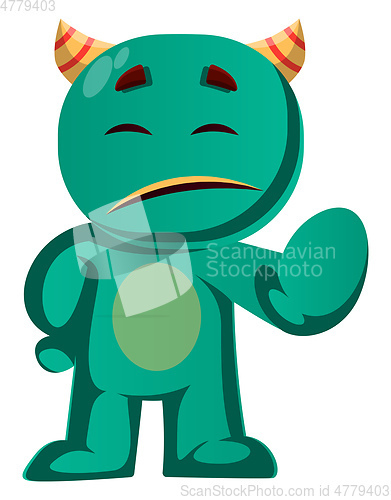 Image of Green monster is showing you to stop talkingvector illustration