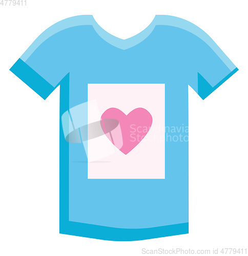 Image of Blue sleeveless shirt with heart illustration color vector on wh