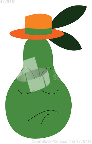 Image of A green gush with orange hat expressing sadness vector color dra