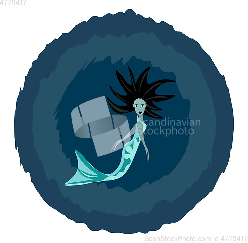 Image of Portrait of a mermaid/Siren vector or color illustration