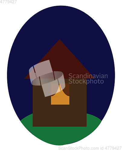 Image of A house at night vector or color illustration