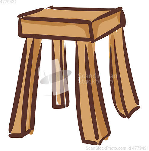 Image of Clipart of a wooden stool vector or color illustration