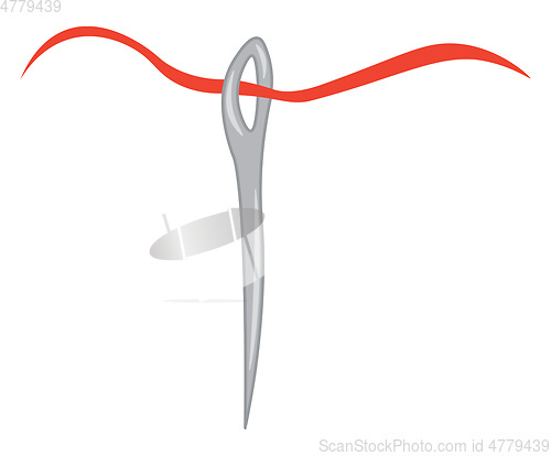 Image of A needle with red thread vector or color illustration