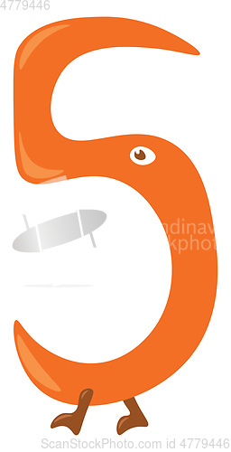 Image of Numerical number five in orange color vector or color illustrati