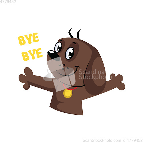 Image of Brown dog saying Bye Bye vector illustration on a white backgrou