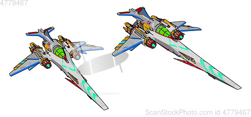 Image of Colorful fantasy battle cruiser vector illustration on white bac