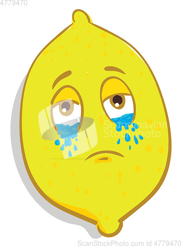 Image of A sad crying lemon vector or color illustration