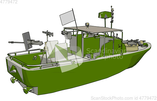 Image of 3D vector illustration on white background  of a military coast 