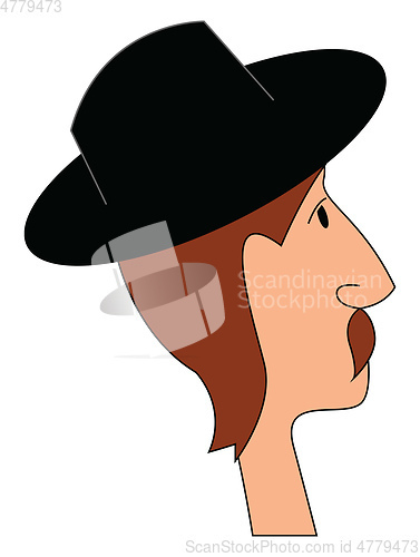 Image of Man wearing black hat vector illustration on white background