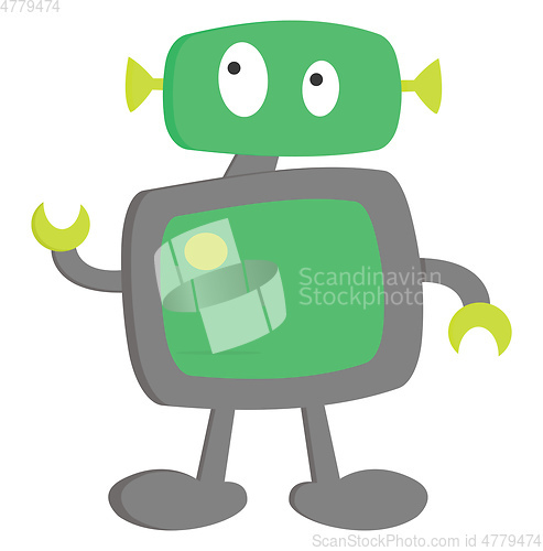 Image of A cute little cartoon robot ready to execute its action vector o