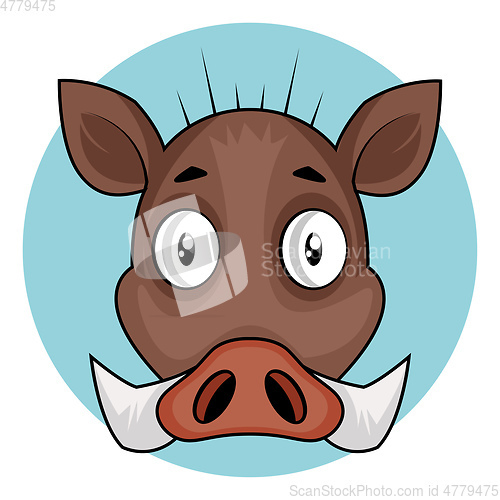 Image of Brown cartoon pig vector illustration on white background