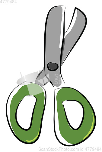 Image of Simple cartoon green scissors vectro illustration on white backg