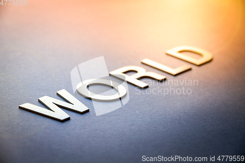 Image of Word world written with white solid letters