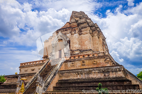 Image of Wat Chedi Luang temple big Stupa, Chiang Mai, Thailand