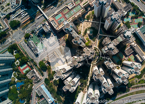 Image of Aerial view of city in Hong Kong