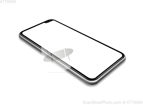 Image of All-screen blank smartphone mockup isolated on white. 3D render