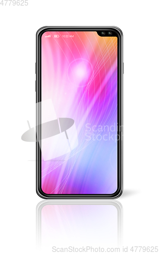 Image of All-screen colorful smartphone mockup isolated on white. 3D rend