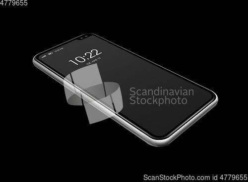 Image of All-screen blank smartphone mockup isolated on black. 3D render