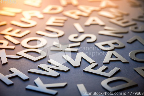 Image of Mixed letters pile closeup photo