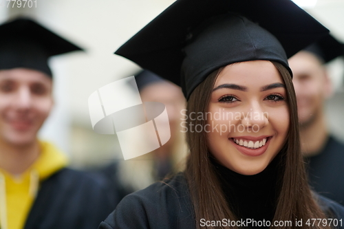 Image of Group of diverse international graduating students celebrating