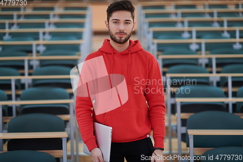 Image of the student uses a notebook in school