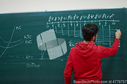 Image of the student does the task on the board