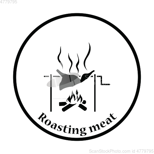 Image of Roasting meat on fire icon