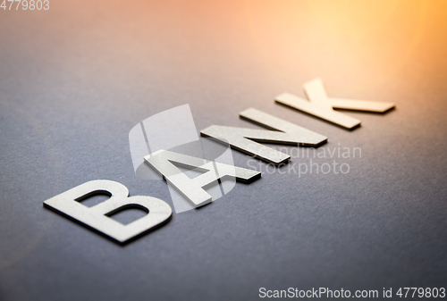 Image of Word bank written with white solid letters