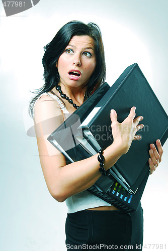Image of An young pretty clerk with folders