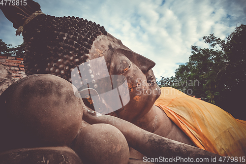 Image of Reclining Buddha, Wat Phutthaisawan temple, Ayutthaya, Thailand