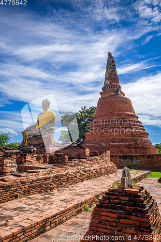 Image of Buddha statue, Wat Lokaya Sutharam temple, Ayutthaya, Thailand