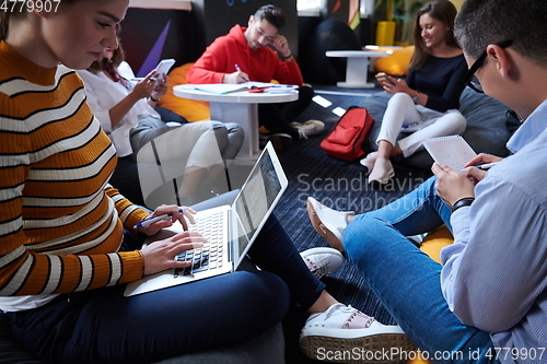 Image of students using modern technology for school project