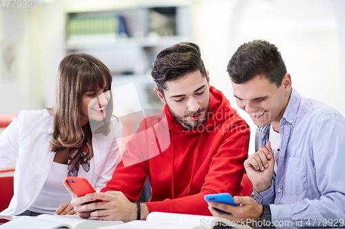 Image of students in modern school using modrn technology