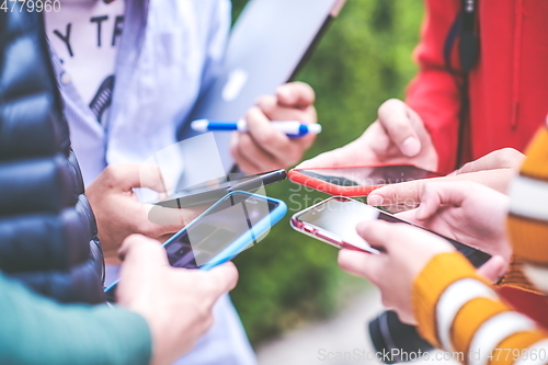 Image of students in modern school using modrn technology