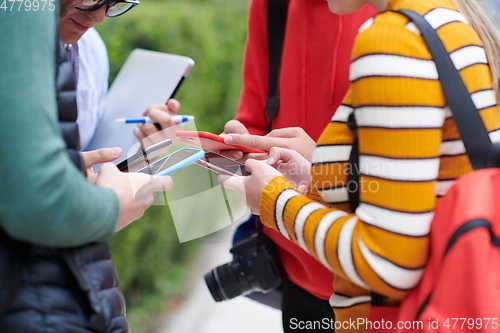 Image of students in modern school using modrn technology