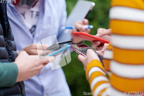 Image of students in modern school using modrn technology