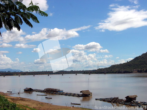 Image of Huts in the Mekong. Laos
