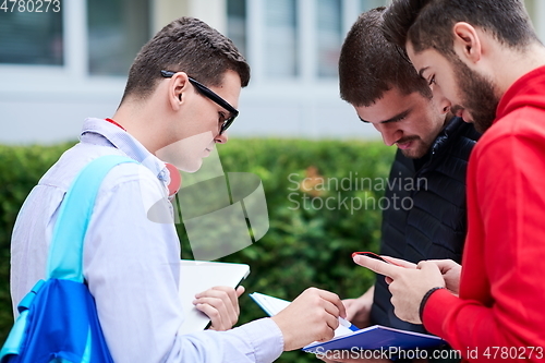 Image of students in modern school using modrn technology