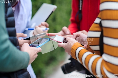 Image of students in modern school using modrn technology