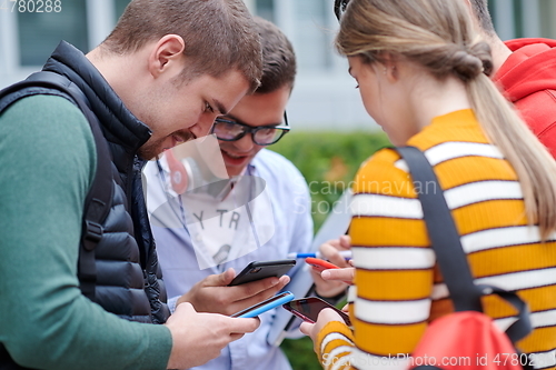 Image of students in modern school using modrn technology