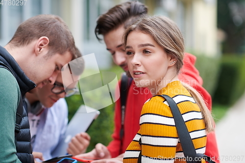 Image of students in modern school using modrn technology