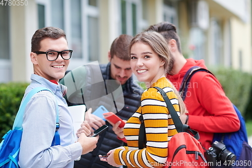 Image of students in modern school using modrn technology