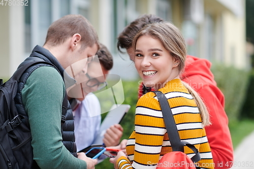 Image of students in modern school using modrn technology