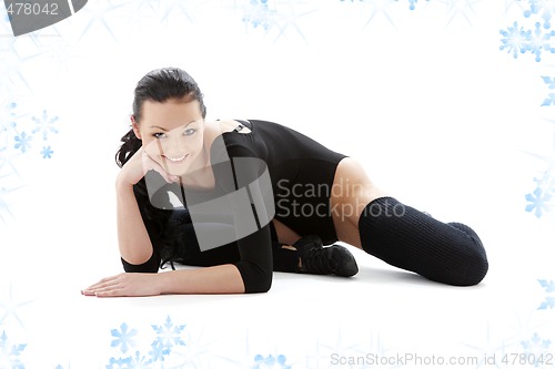 Image of sporty girl in black leotard