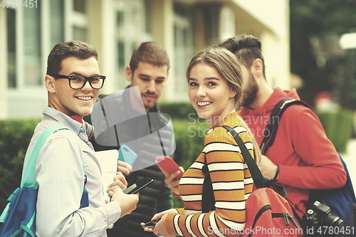 Image of students in modern school using modrn technology